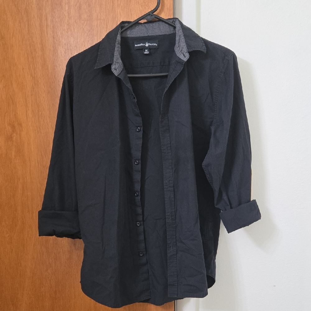 Beverly Hills Polo Club Black Long Sleeve Dress Shirt
